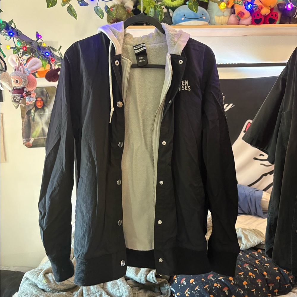 Men's Black Bomber Jacket with Hood
